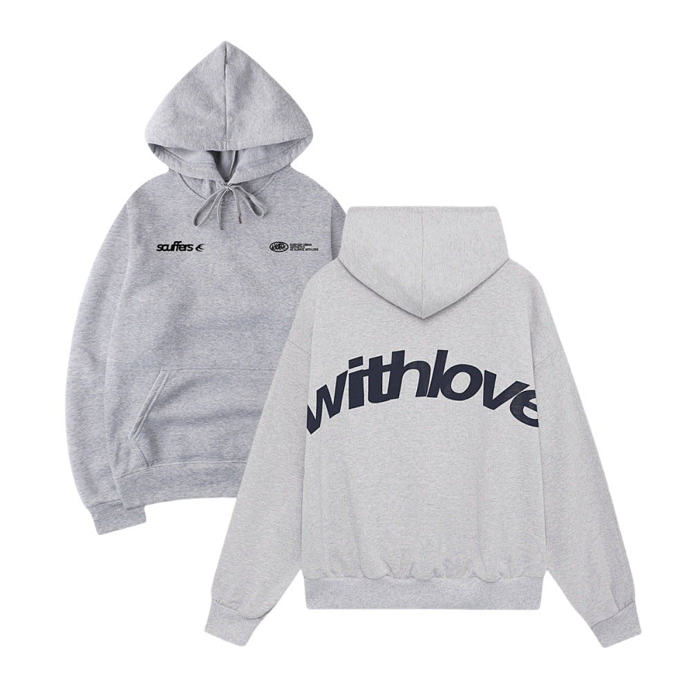 Unisex nan oversized Kapuzenpullover mit großflächigem Rückenprint, Kängurutasche und gerippten Bündchen Drune