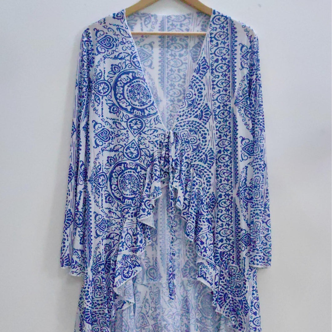Damen luftiger Strand-Kimono mit floralem Muster Drune