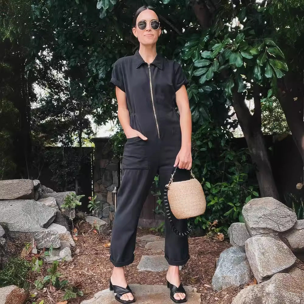 Damen legerer Jumpsuit mit praktischen Taschen und Reißverschluss Drune