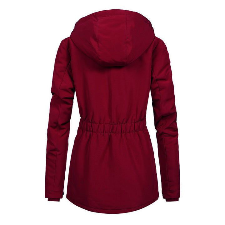 Damen Wasserabweisender Parka mit Teddyfutter, Kapuze und tailliertem Schnitt Drune