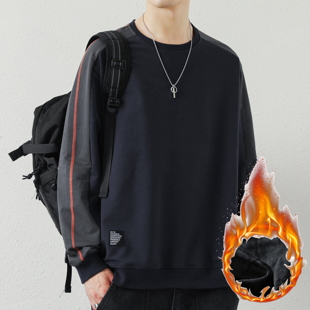 Herren Oversize-Sweatshirt mit kontrastierenden Ärmeln, Flachnaht-Details und Rippbündchen Drune