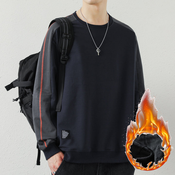 Herren Oversize-Sweatshirt mit kontrastierenden Ärmeln, Flachnaht-Details und Rippbündchen Drune