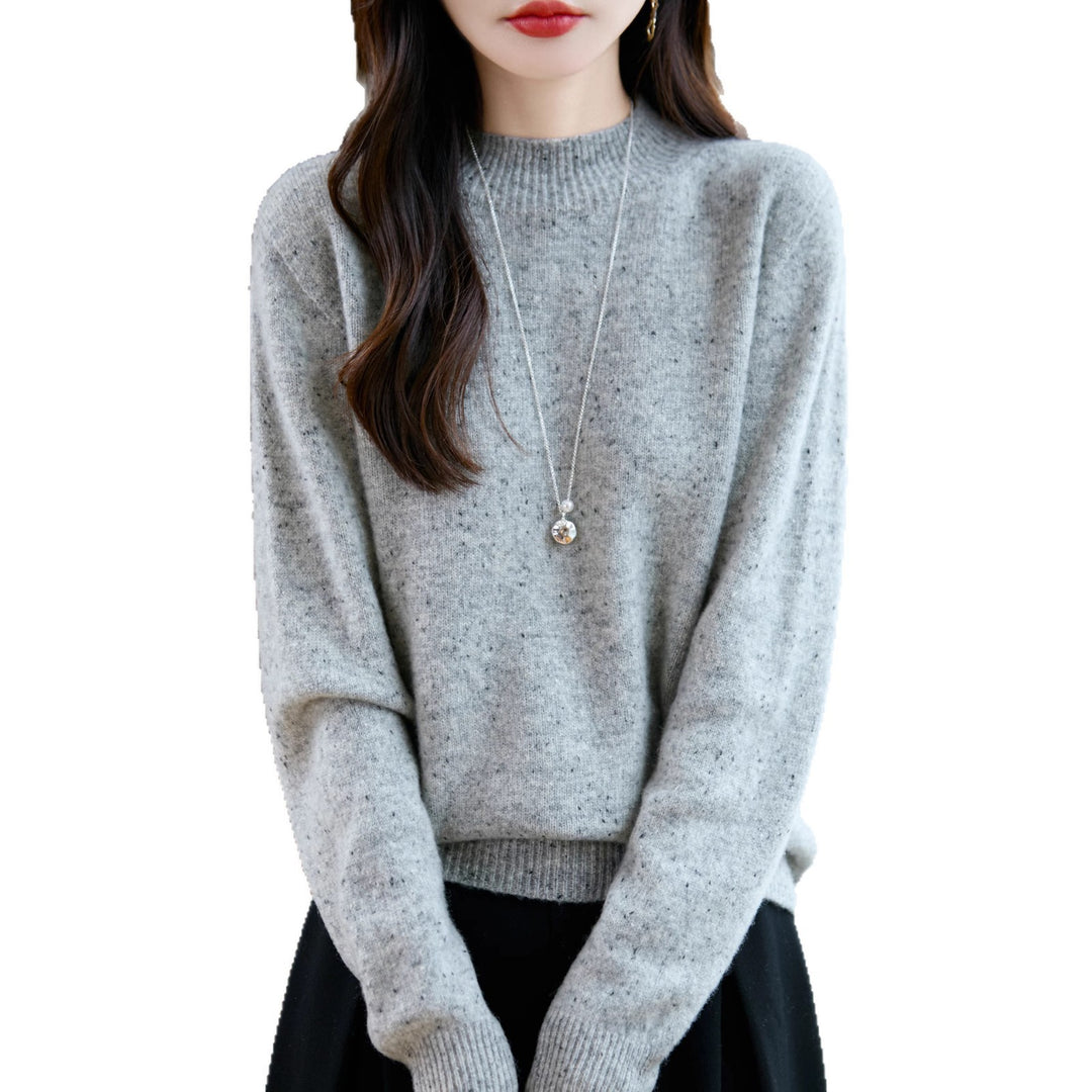 Damen Mélange-Feinstrickpullover mit kurzem Stehkragen und lockerer Silhouette Drune