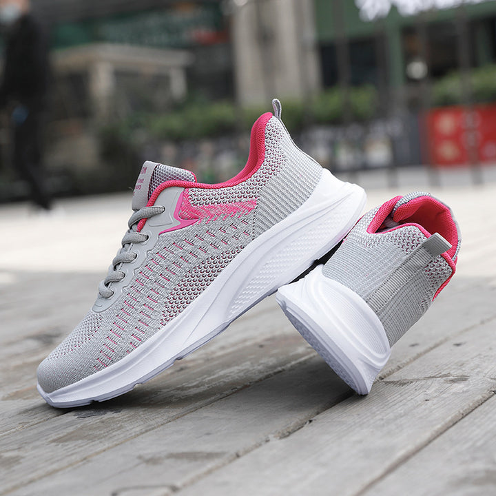 Damen nan nahtloser Strick-Walkingschuh mit atmungsaktivem Maschenoberteil, ergonomischer Wellendämpfung und verstärkter Fersenlasche Drune