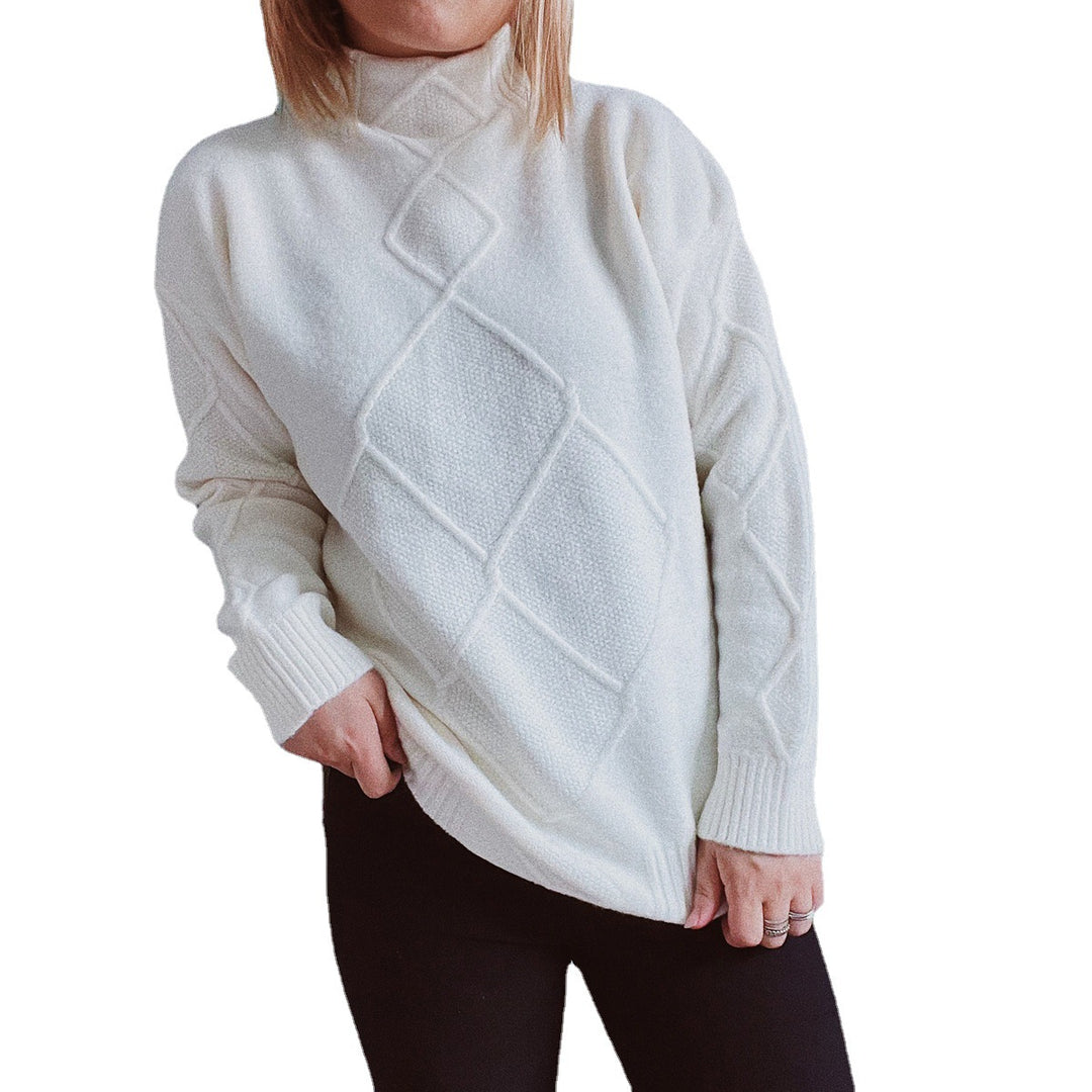 Damen Strickpullover mit modernem Rautenmuster Drune