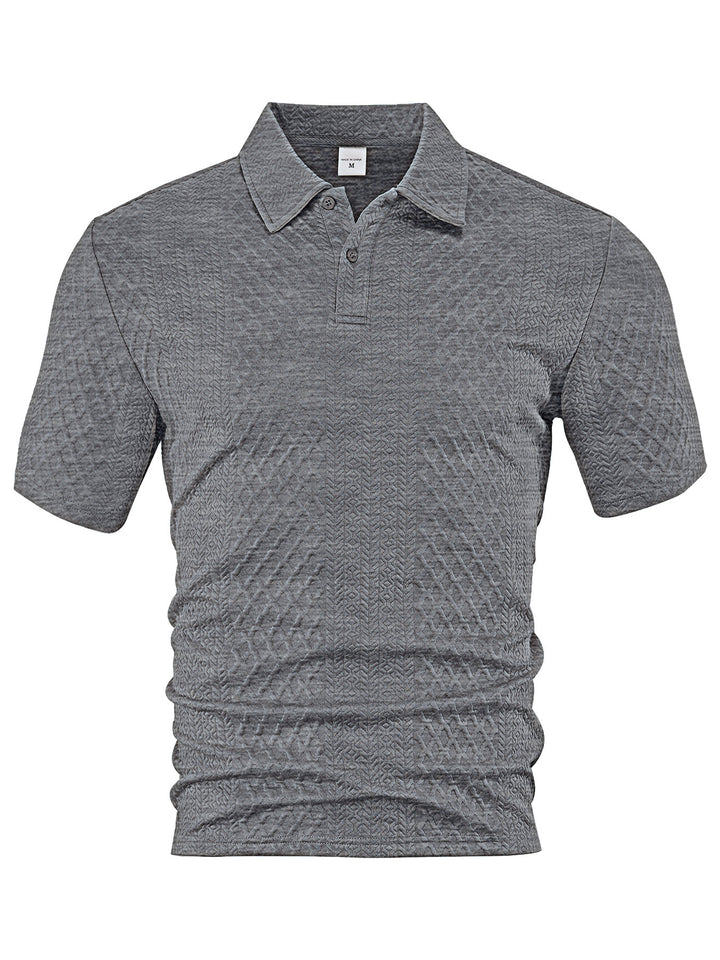 Herren nan texturiertes Jacquard-Poloshirt kurzärmelig schmaler Schnitt mit Polokragen Drune