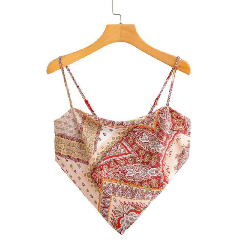 Femme Artistic Bandana Stil Crop Top Drune