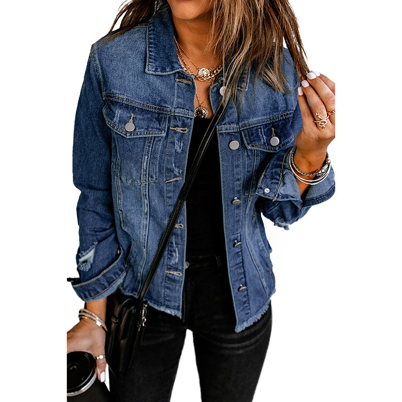 Damen Denim-Jacke mit lässigem Schnitt und funktionalen Taschen Drune