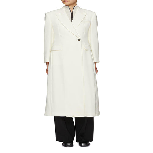 Damen Bodenlanger Schnittblazer-Mantel mit strukturierter Tailoring‑Silhouette Drune
