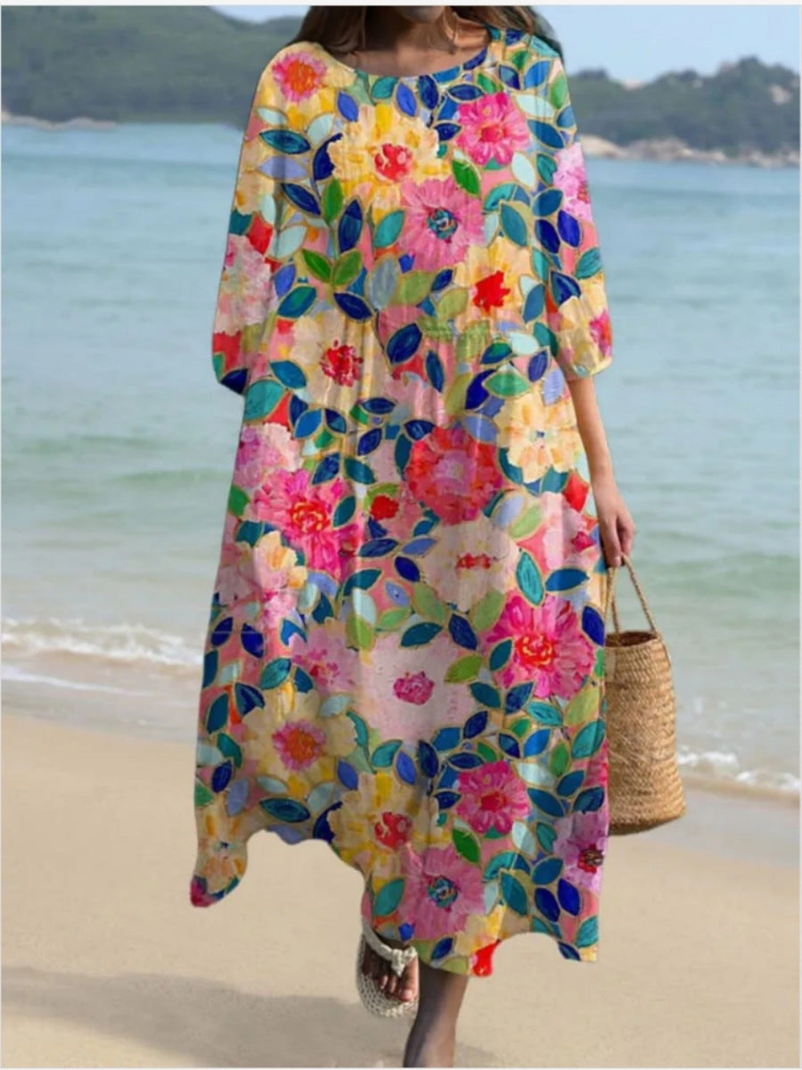 Damen Maxikleid mit floralem Design und lässigem Schnitt Drune