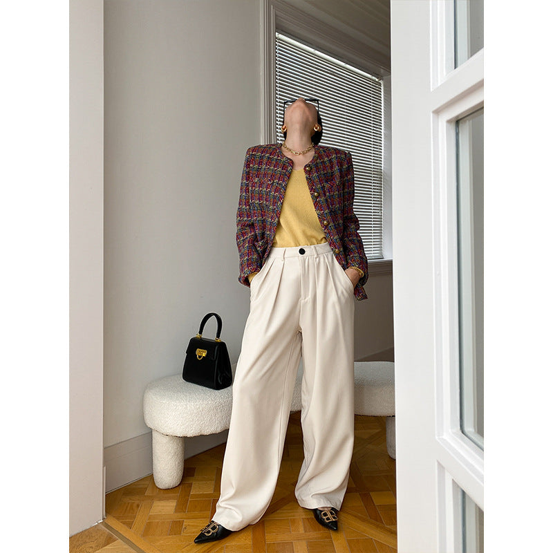 Damen modische Tweedjacke mit dekorativen Knopfdetails und klassischem Design Drune