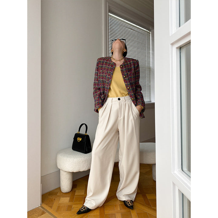Damen modische Tweedjacke mit dekorativen Knopfdetails und klassischem Design Drune