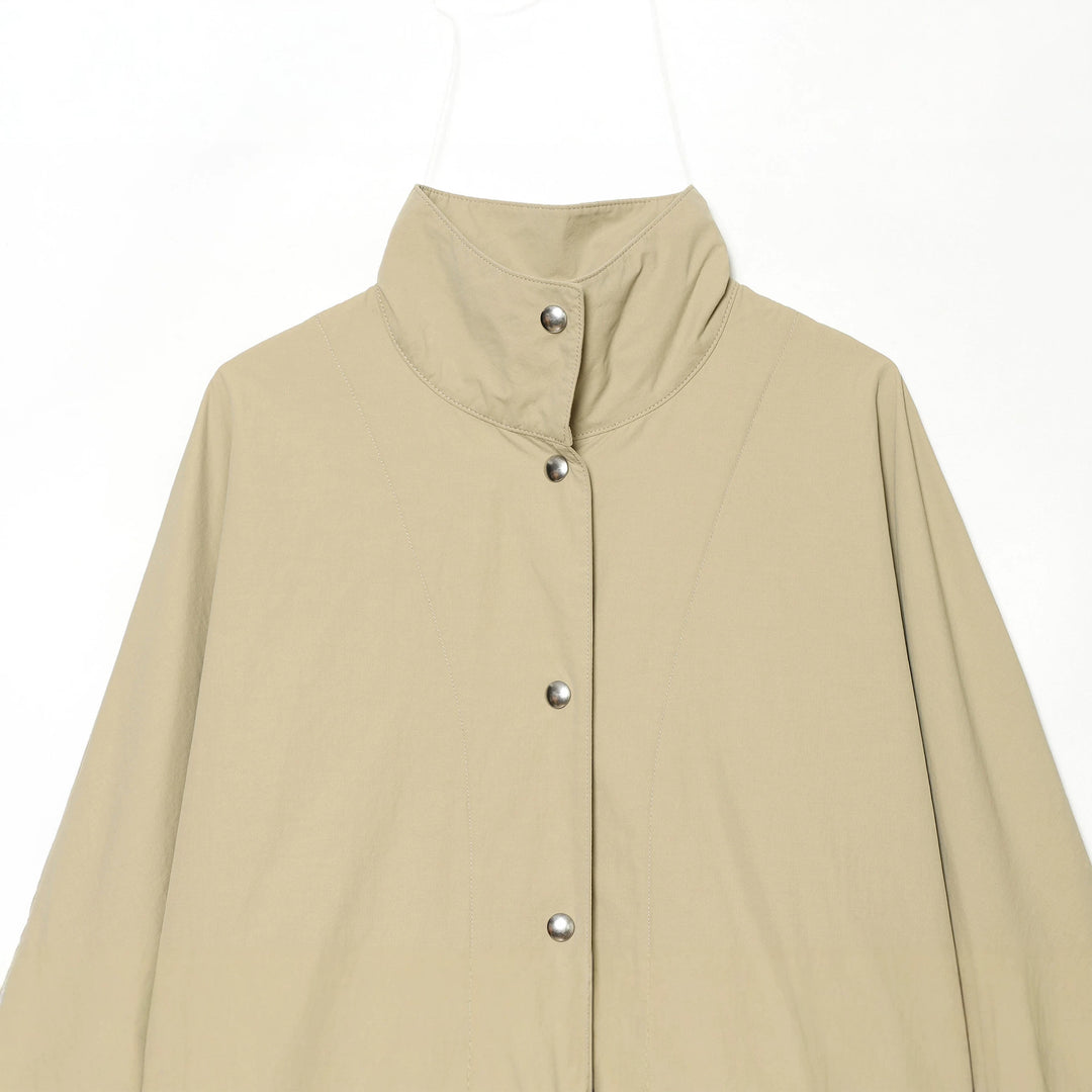 Damen nan kurzer wasserabweisender Cape-Mantel mit Stehkragen und Druckknopfverschluss Drune