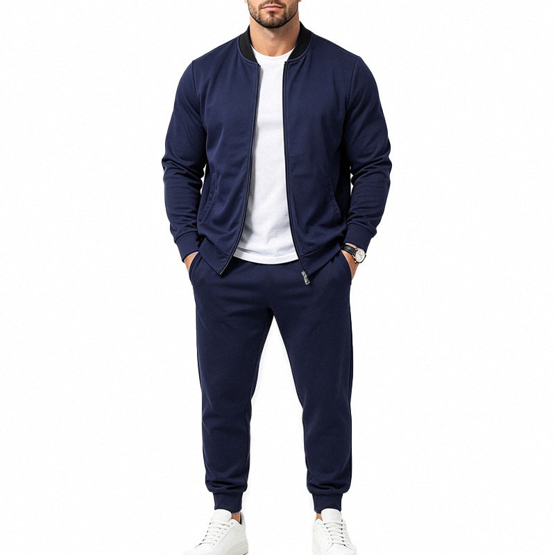 Herren Sportives Freizeit-Trainingsset mit Bomberjacke und tapered Jogginghose Drune