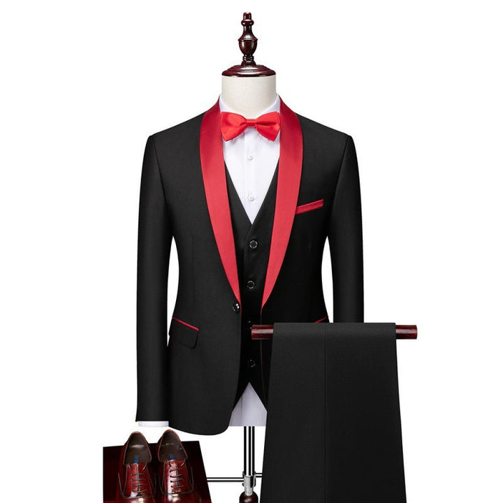 Herren nan dreiteiliges Smoking-Set mit Schalkragen, taillierter Weste und schlanker Passform Drune