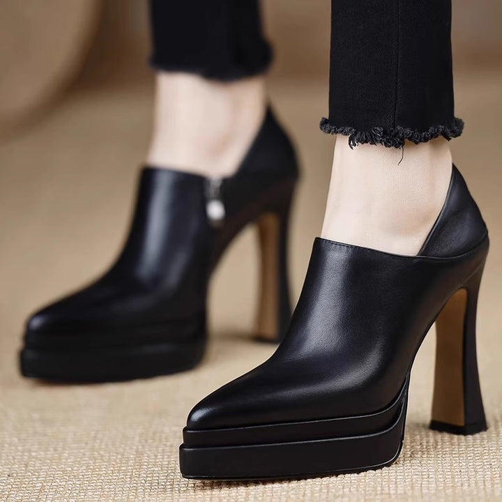Damen Elegante Plateau-Stiefeletten mit Reißverschluss Drune