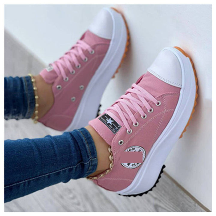 Damen Plateau-Canvas-Sneaker mit profilierter Gummilaufsohle und gepolstertem Komfortfußbett Drune