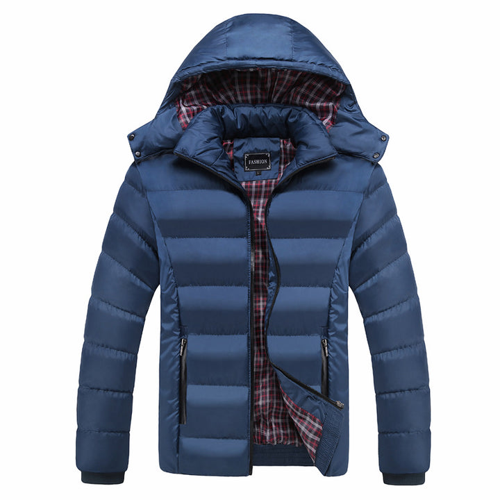 Herren Ultraleichte Pufferjacke mit Thermosteppung, Kapuze und kariertem Innenfutter Drune