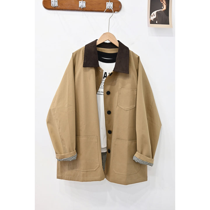 Damen Oversize-Chorejacke mit Cordkragen und großen aufgesetzten Taschen Drune