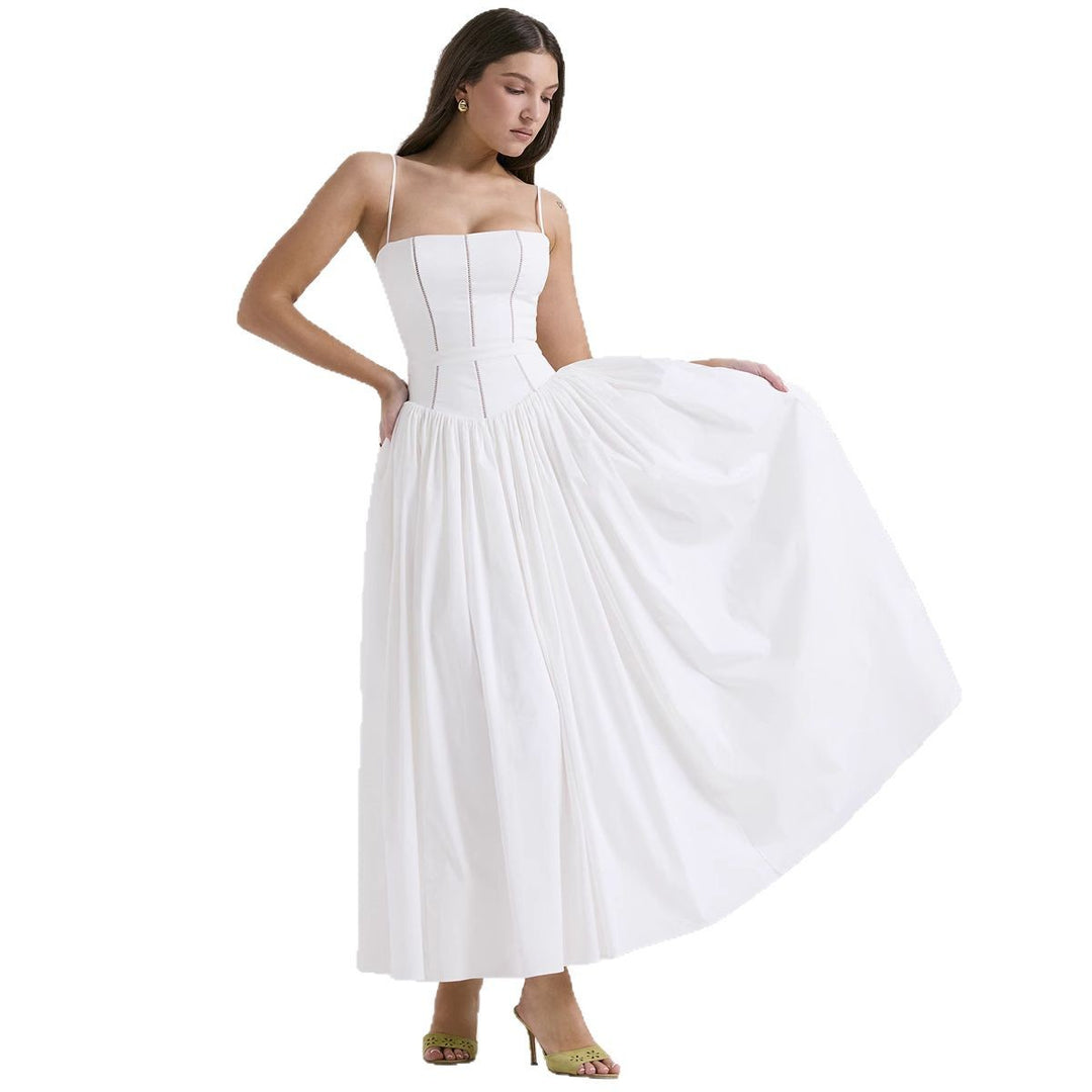 Damen nan tailliertes Maxikleid mit Korsettoberteil und feinen Spaghettiträgern Drune