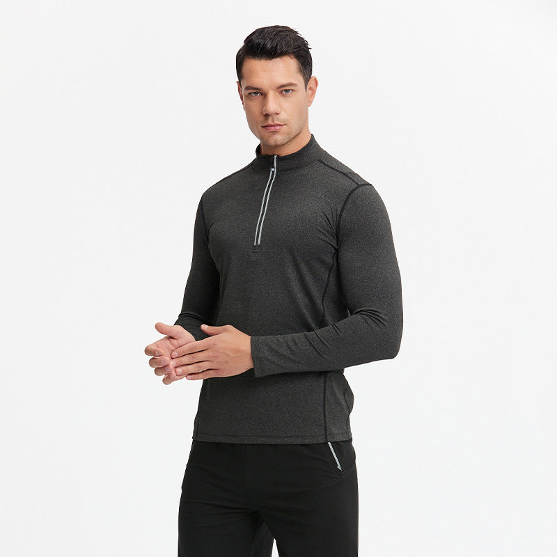 Herren Atmungsaktives Funktions-Langarmshirt mit halbem Reißverschluss und sportlichem Slim-Fit Drune