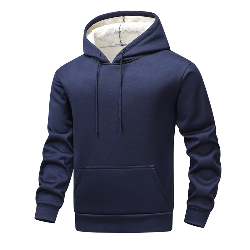 Herren Fleece-Kapuzenpullover mit Sherpa-Innenfutter und Kängurutasche Drune