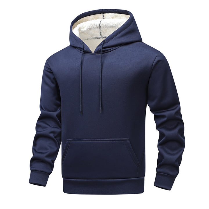 Herren Fleece-Kapuzenpullover mit Sherpa-Innenfutter und Kängurutasche Drune