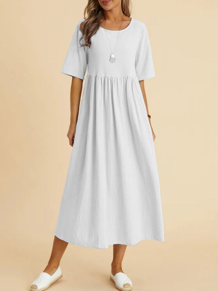 Damen Maxikleid mit lässigem Schnitt und Kurzärmeln Drune