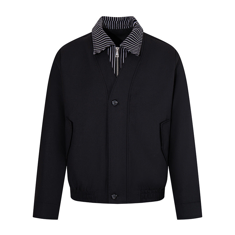 Herren Kurz geschnittene Blouson-Jacke mit gestreiftem Innenkragen, verdecktem Zweiwege-Reißverschluss und elastischem Saum Drune