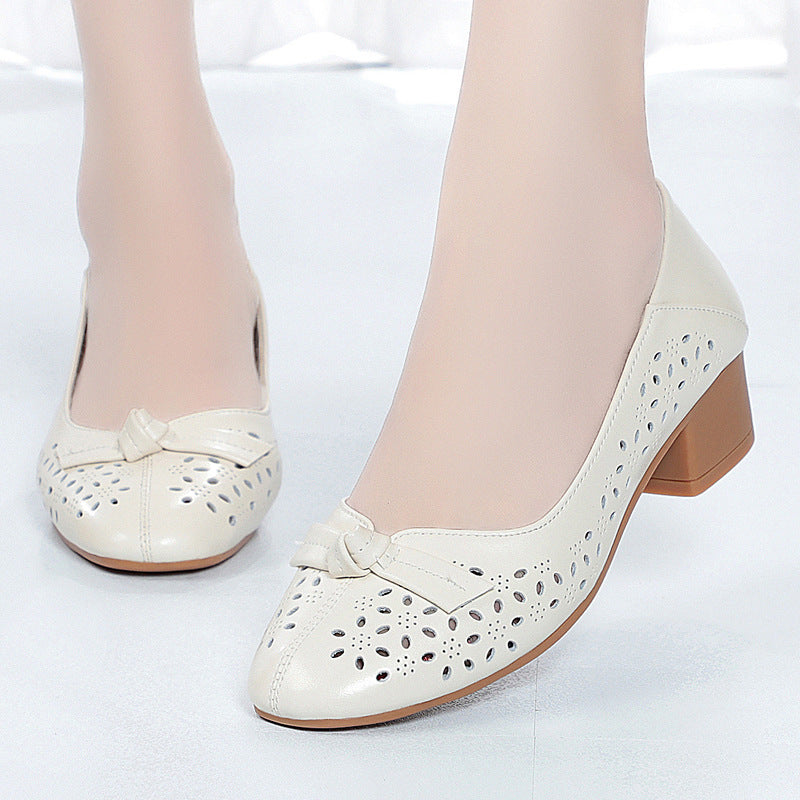 Damen Elegante und luftige Ballerinas mit modischem Lochdesign und komfortablem Absatz Drune