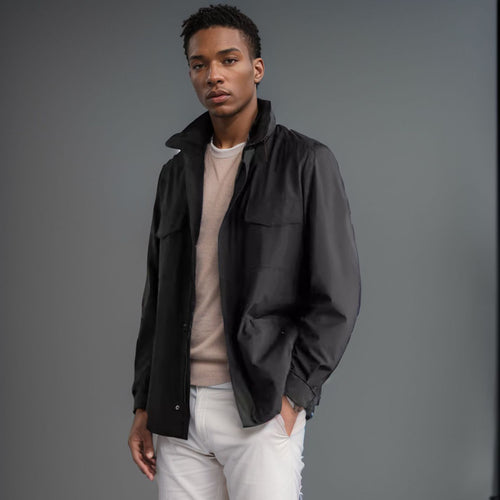 Herren leichte Multifunktionsjacke mit praktischen Taschen und hohem Kragen Drune