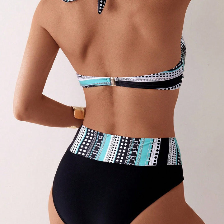 Damen Hochtailliertes Bikini-Set mit modischem Wickel-Oberteil Drune