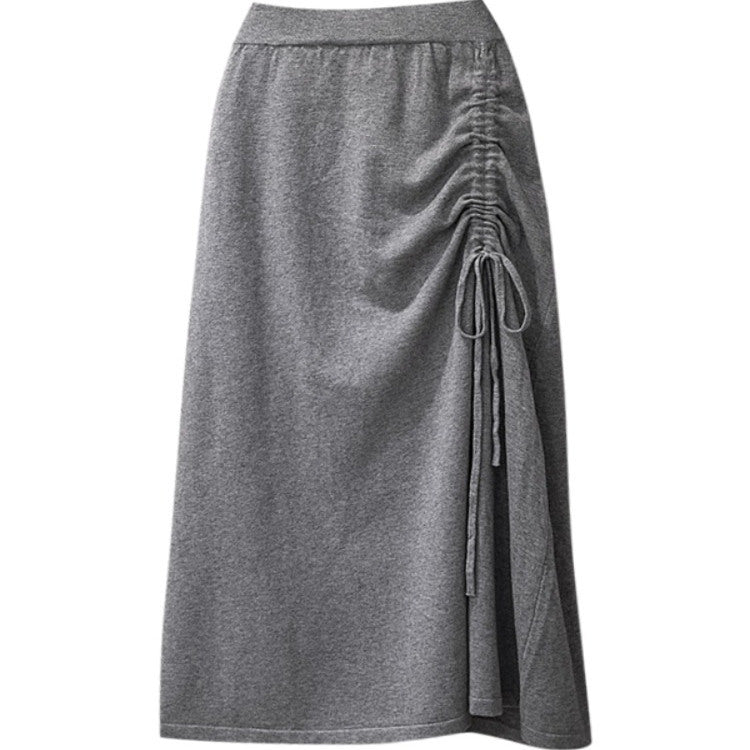 Damen Langer Rock mit Raffung und Kordelzug Drune