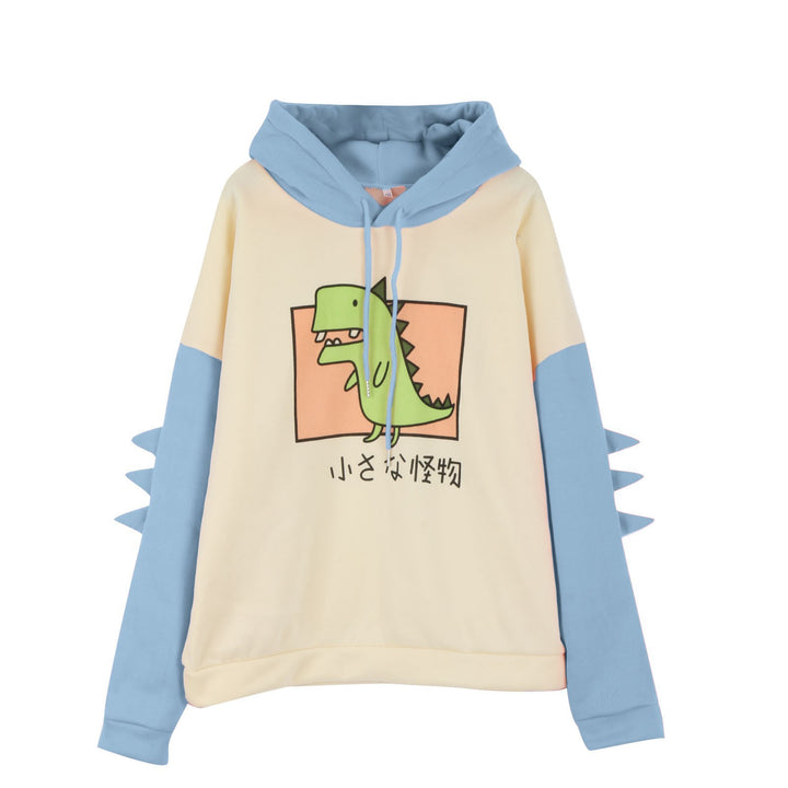 Damen nan Kapuzenpullover mit dreidimensionalen Rückendetails und niedlichem Dinosaurierprint Drune