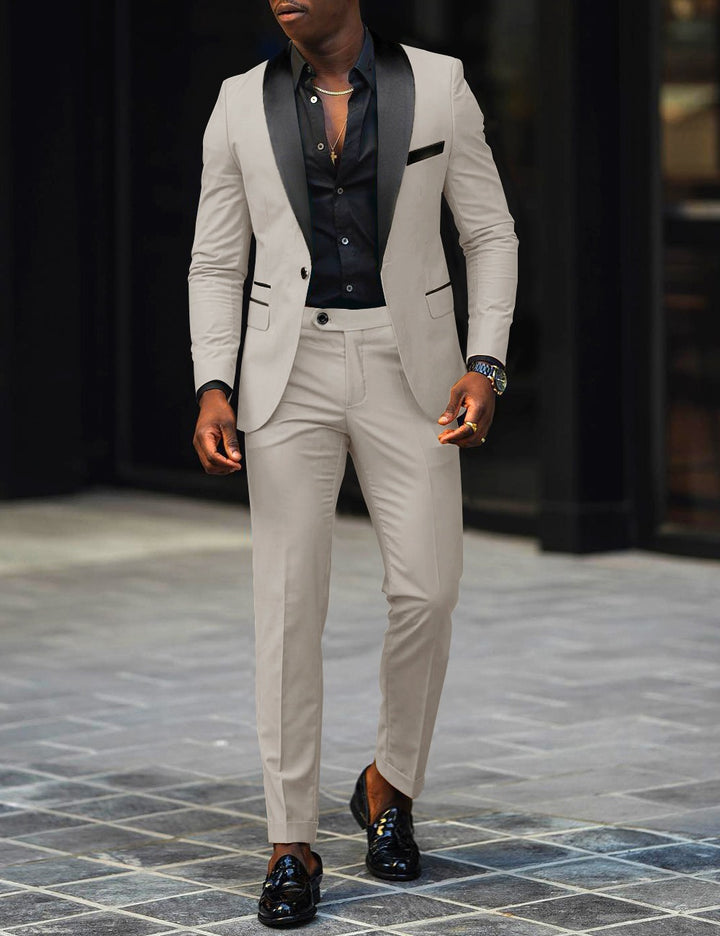 Herren Eleganter Slim-Fit Smokinganzug mit Schalkragen und taillierter Silhouette Drune