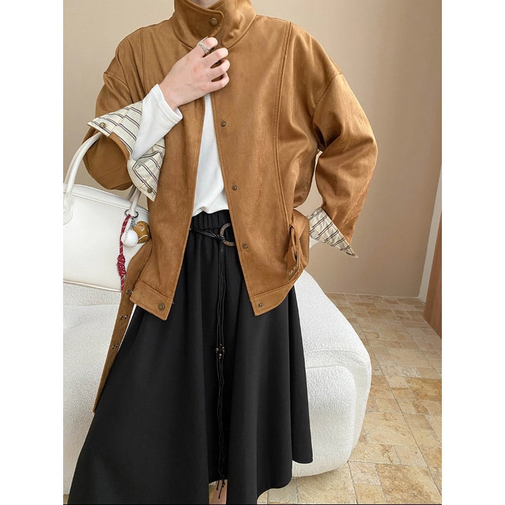 Damen lässige Übergangsjacke mit praktischen Taschen und modischem Stehkragen Drune