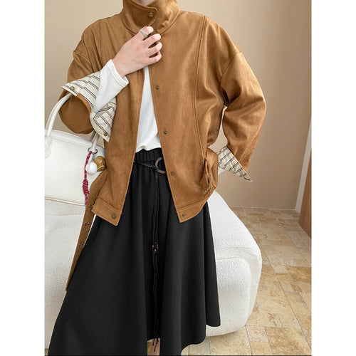 Damen lässige Übergangsjacke mit praktischen Taschen und modischem Stehkragen Drune