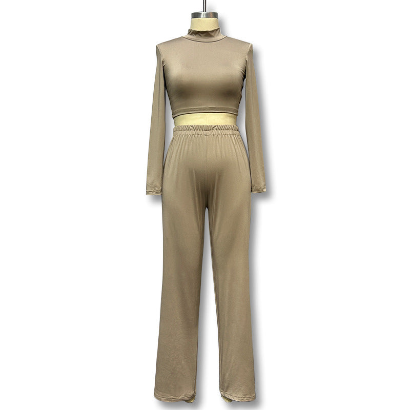 Damen Sportliches Set aus Langarm-Oberteil und elastischer High-Waist-Hose Drune