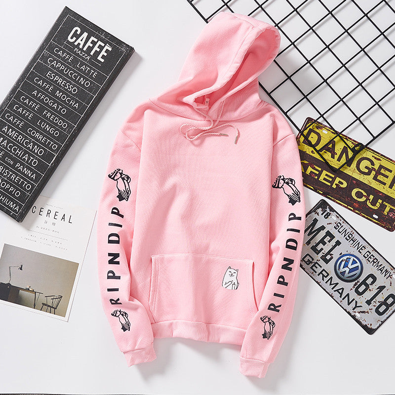 Damen Kapuzenpullover mit auffälligem Ärmelprint, Kängurutasche und relaxed Fit Drune