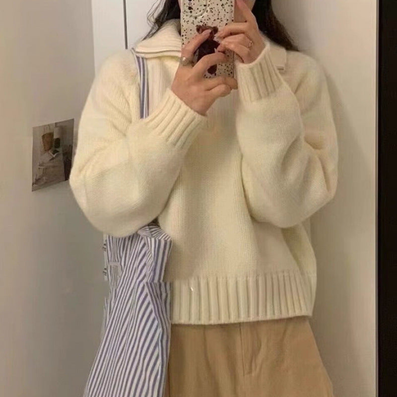 Damen Strickpullover mit hochgeschlossenem Reißverschluss Drune