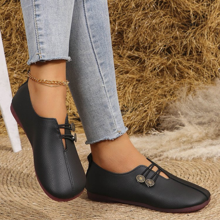 Damen komfortable Slipper mit modischen Knopfdetails Drune