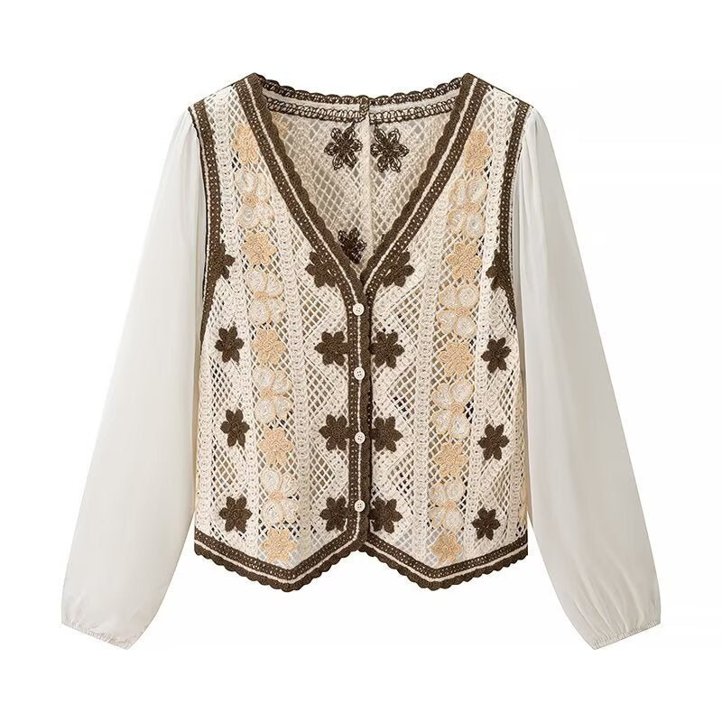 Damen Spitzenbluse mit eleganten floralem Design Drune