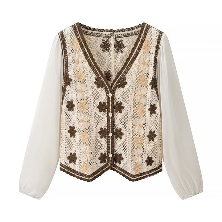 Damen Spitzenbluse mit eleganten floralem Design Drune