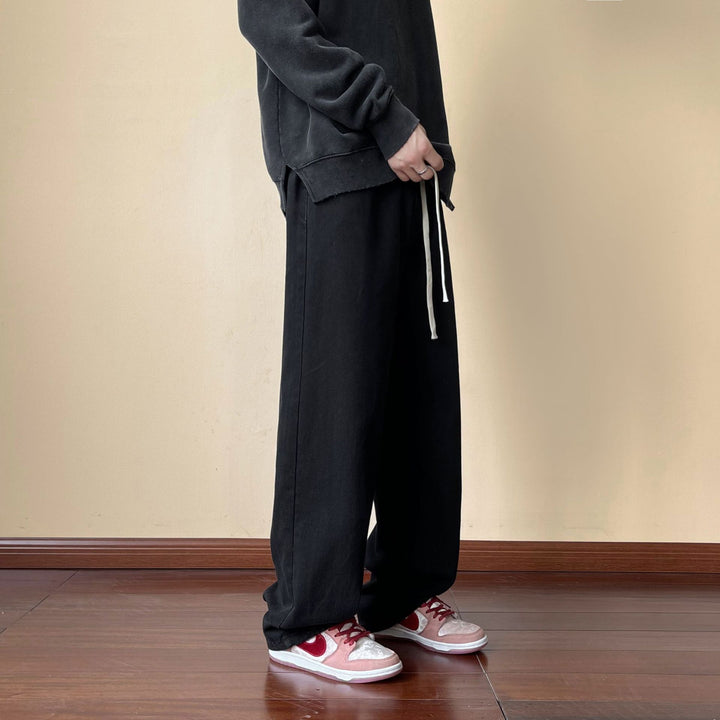 Herren locker sitzende Jeanshose im Oversize-Baggy-Stil mit Tunnelzug Drune