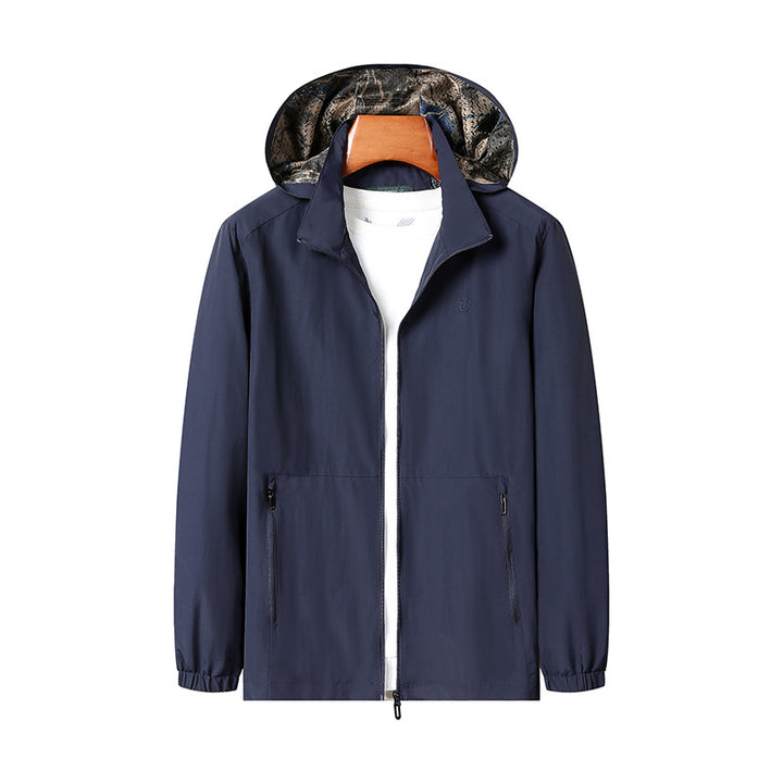 Herren Leichte Wind- und Wasserabweisende Kapuzenjacke mit Camouflage-Innenfutter Drune