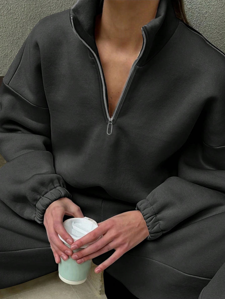 Damen modischer Hoodie mit halbem Reißverschluss und komfortablem Schnitt Drune