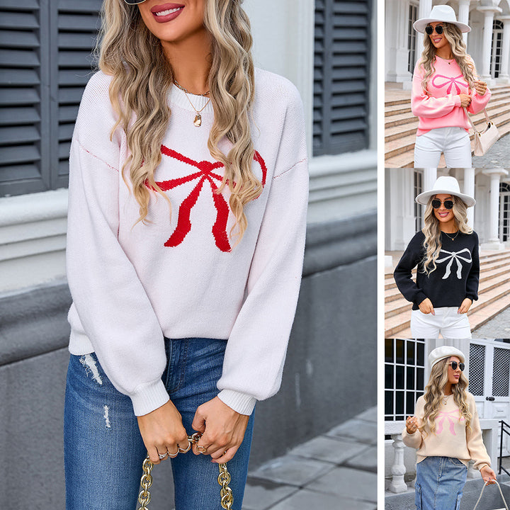 Damen Oversized Pullover mit modernem Schleifen-Design Drune
