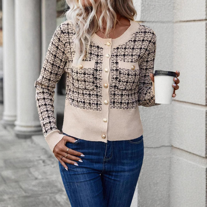 Damen Eleganter Cardigan mit Knöpfen und zwei Taschen Drune