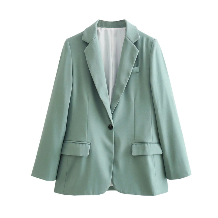 Damen nan taillierter Hahnentritt-Blazer mit Reverskragen, Eingrifftaschen und Ein-Knopf-Verschluss Drune