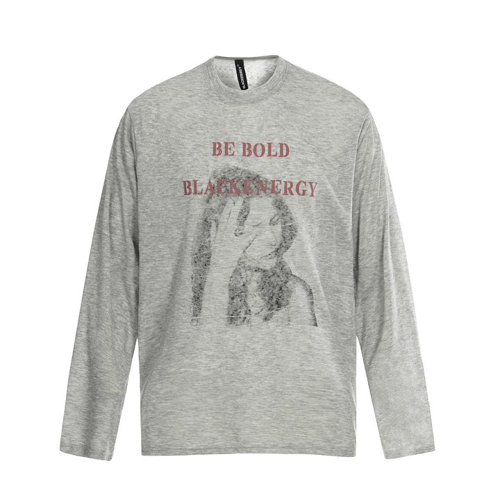 Unisex Langärmeliges Baumwollshirt mit Vintage-Print und relaxed Fit Drune